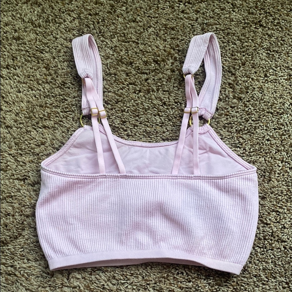 Pink Ribbed Crop Top - Picture 2 of 3